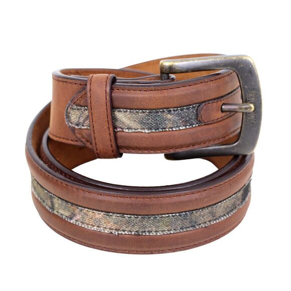 ROCKY BROWN GENUINE LEATHER 1.5"Wd COMO CANVAS CASUAL MEN'S BELT Sz 36 (B52 - Picture 2 of 11